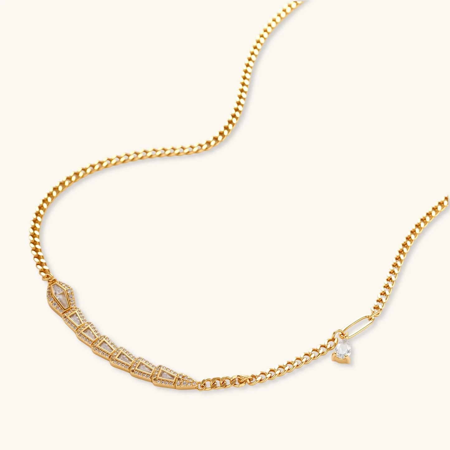 Geometric Luxe Smykkesett i 2 deler med 14K gullforgylt eco-brass med Cubic Zirkonia