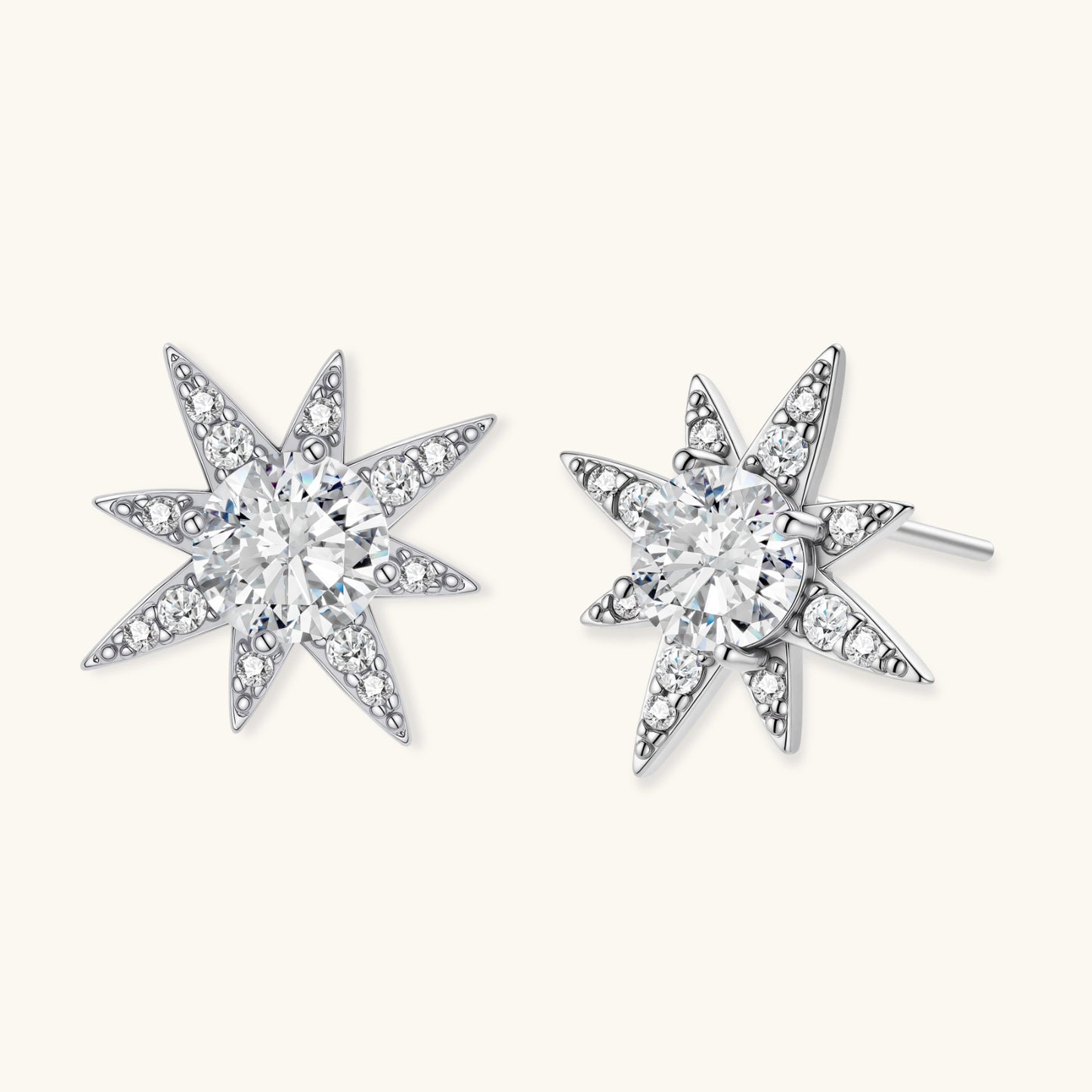 Celestial Star Studs i 925 Sterling silver og Moissanite