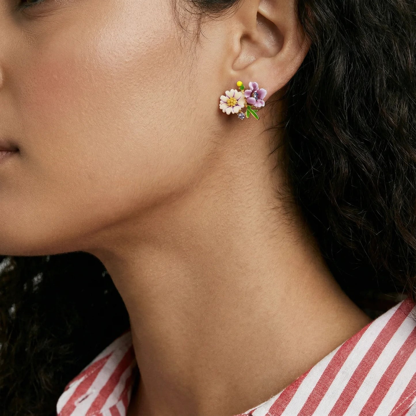 Wildflower Statement øredobber - Håndmalt emalje med 18K Gull
