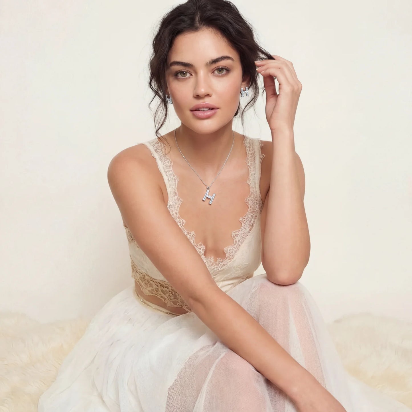 Krystall-H - smykkesett belagt med ekte 14 K gull Eco - brass og Cubic Zirkonia