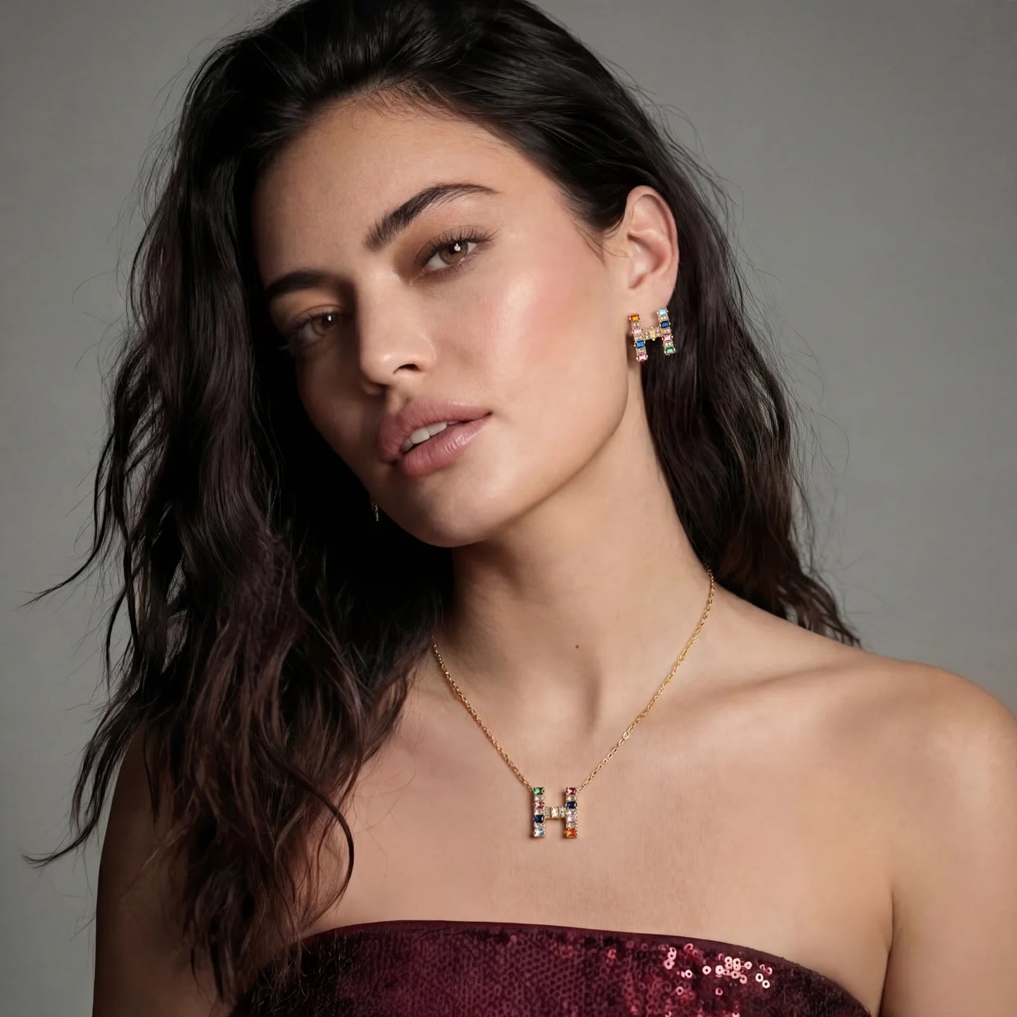 Krystall-H - smykkesett belagt med ekte 14 K gull Eco - brass og Cubic Zirkonia