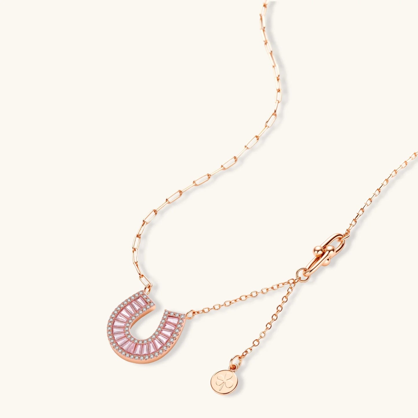 Lucky Hestesko  CZ smykkesett med AAA Cubic Zirconia – 14K Gullbelagt