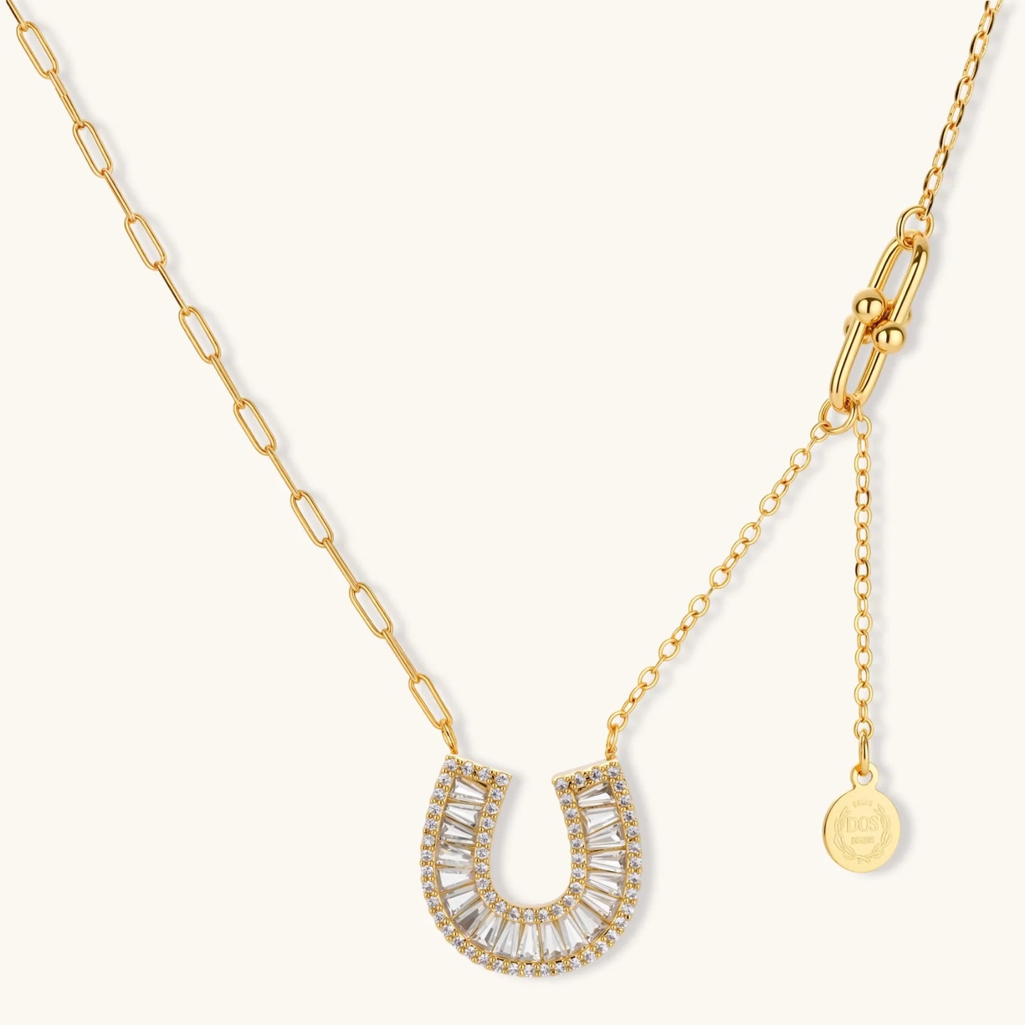 Lucky Hestesko  CZ smykkesett med AAA Cubic Zirconia – 14K Gullbelagt