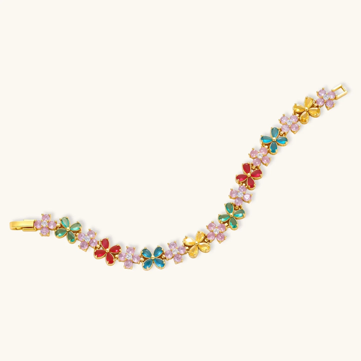 Garden Bloom Smykkesett i 14 K gullbelegg og cubic zirkonia- Allergivennlig smykkesett- eco - brass