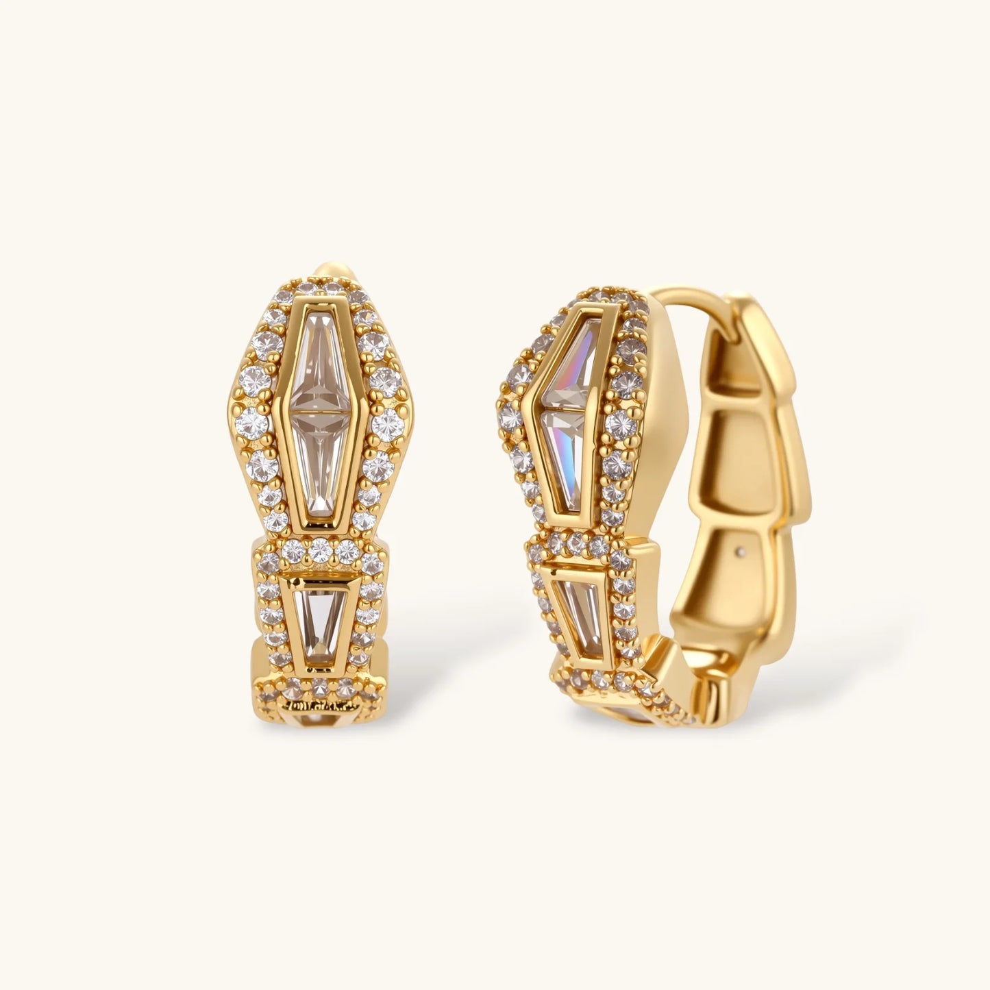 Geometric Luxe Smykkesett i 2 deler med 14K gullforgylt eco-brass med Cubic Zirkonia