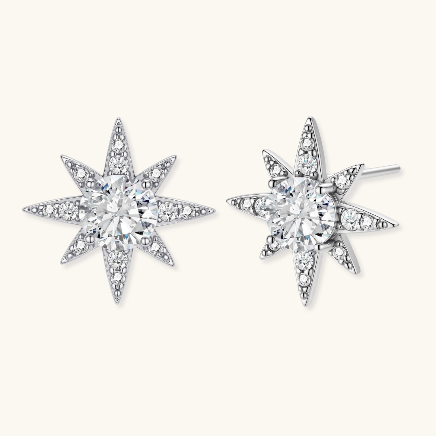 Celestial Star Studs i 925 Sterling silver og Moissanite