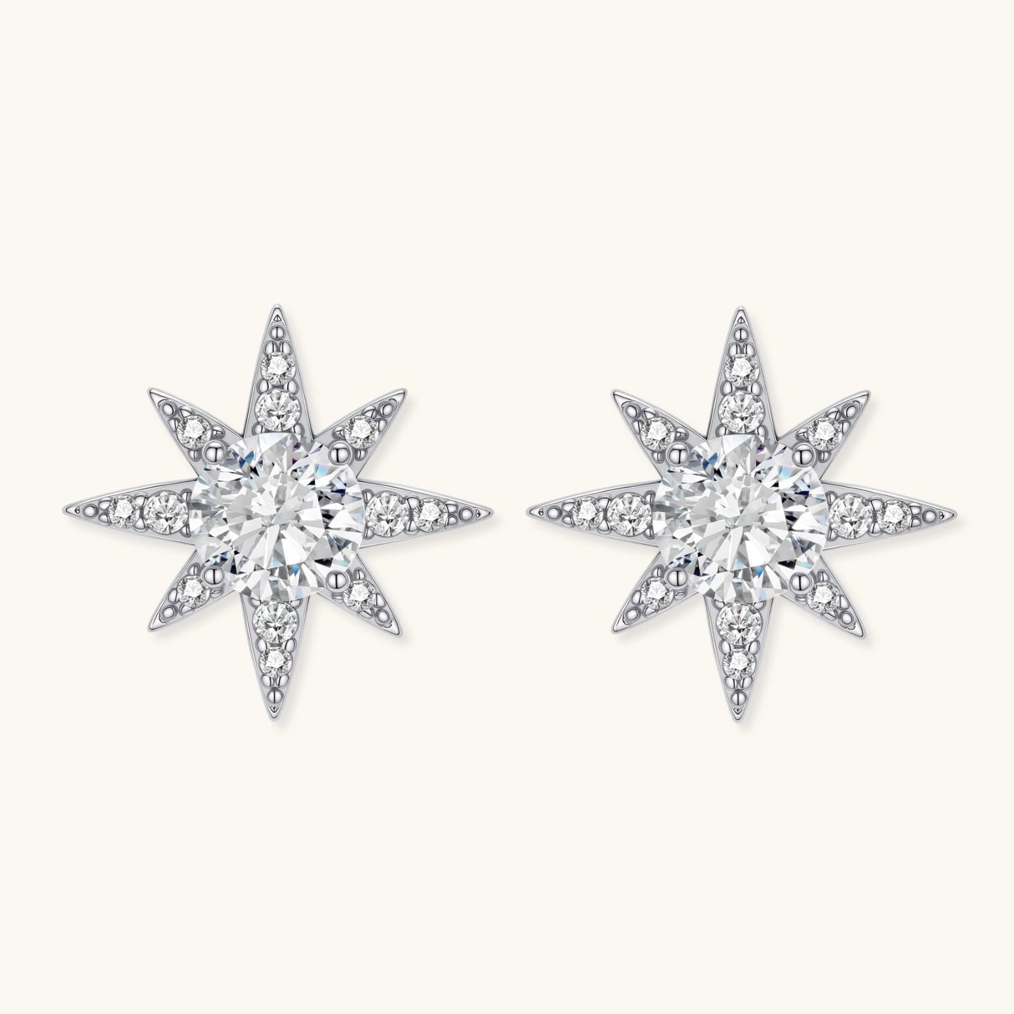 Celestial Star Studs i 925 Sterling silver og Moissanite
