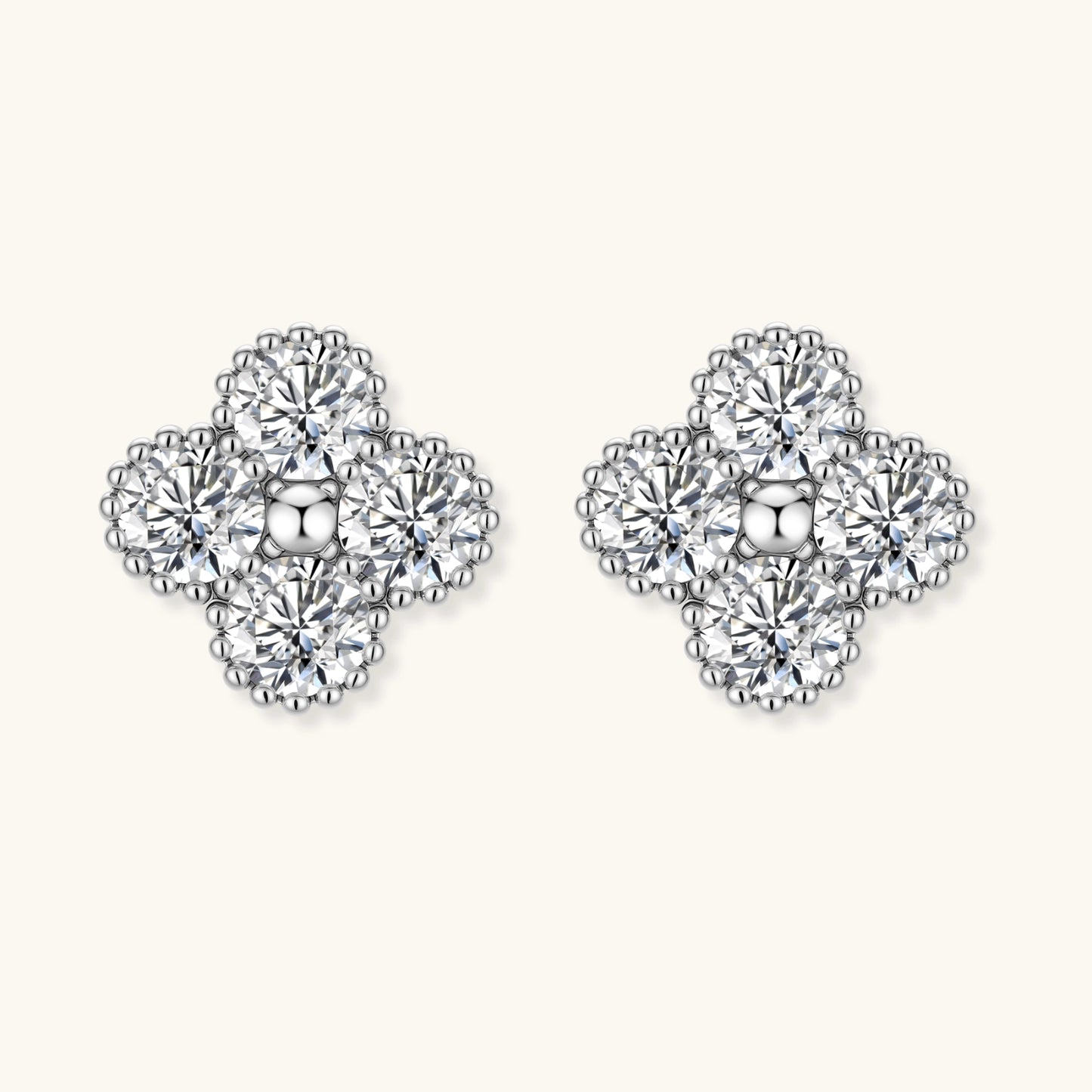 Quatrefoil Moissanite Studs- S925 Sterling silver and Moissanite Carat Weight 0.1ct - VVS1