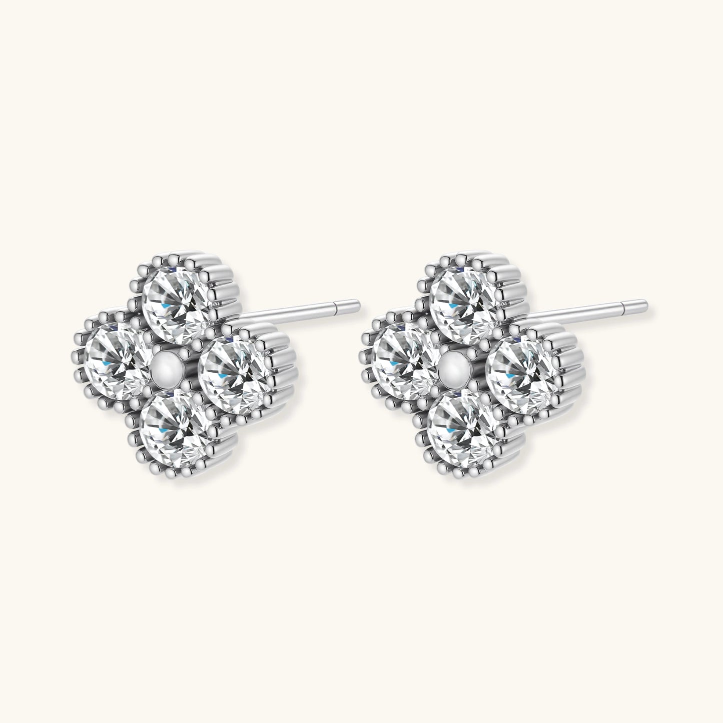 Quatrefoil Moissanite Studs- S925 Sterling silver and Moissanite Carat Weight 0.1ct - VVS1