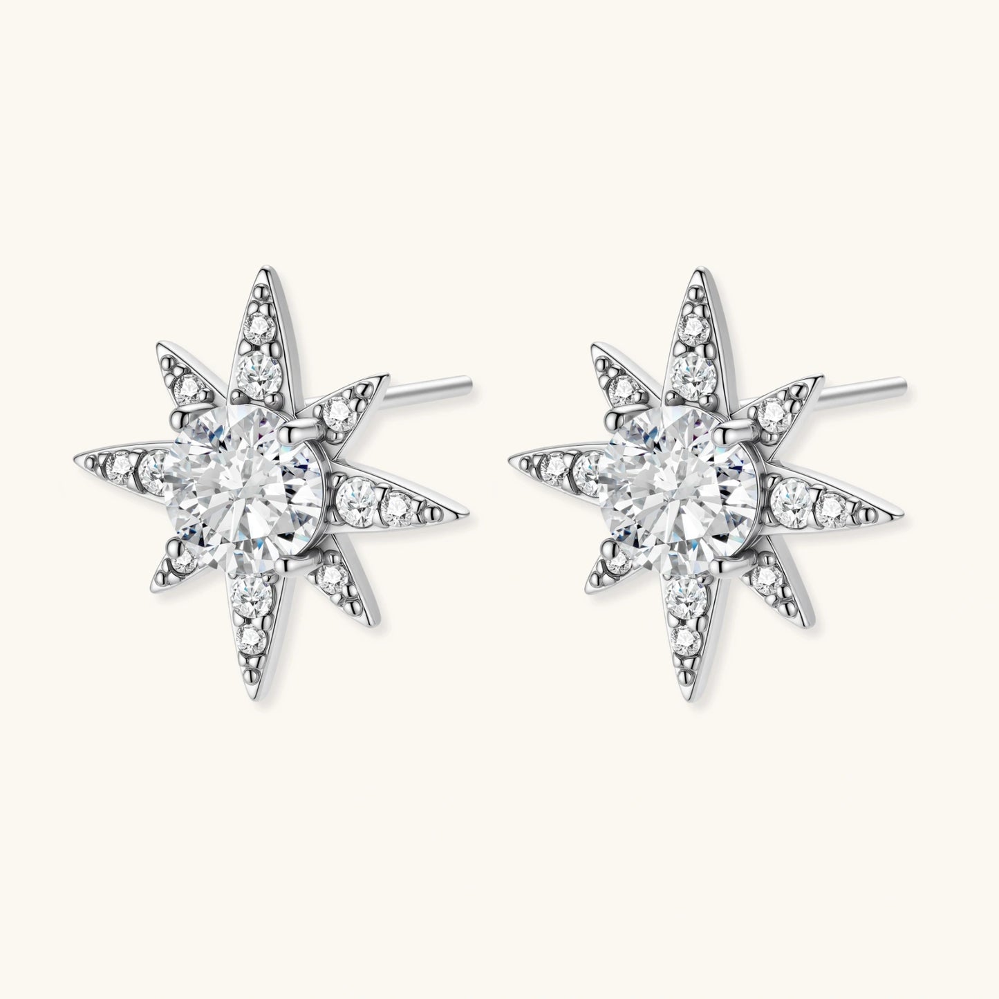 Celestial Star Studs i 925 Sterling silver og Moissanite