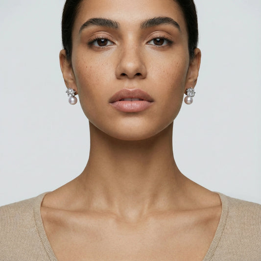 Stardust ferskvanns perleøredobber i hvitt gull