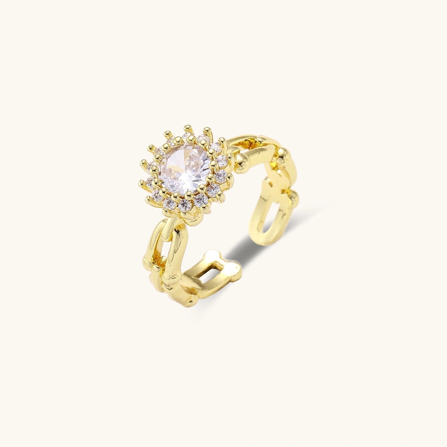 Golden Hour Ring Sett i 18 K gullbelagt Miljø-messing ( Eco-brass)- Cubic Zirkonia - Hudvennlig